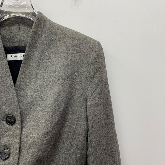 Christian Dior Taupe Wool Single-Breasted Long Sleeve Blazer - Picture 3 of 8